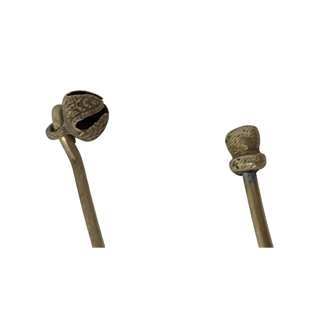 Vintage Brass Candle Snuffer Set Mismatched Pair Twisted Handles Bell Finial